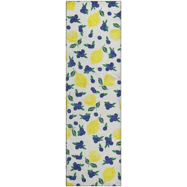 Mayfield Premium Machine Washable Abstract AMF2354 Ivory 2 ft. x 7 ft. Runner Rug