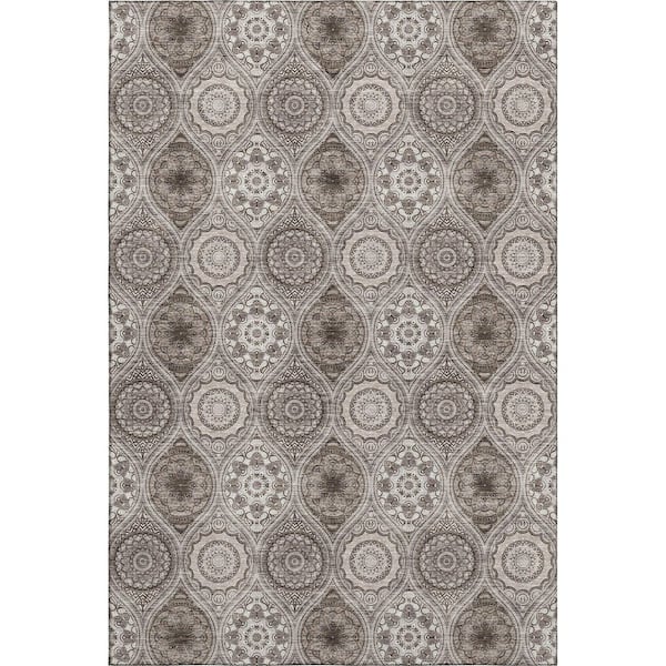 Addison Rugs Mayfield Premium Machine Washable Abstract AMF976 Khaki 8 ft. x 10 ft. Area Rug