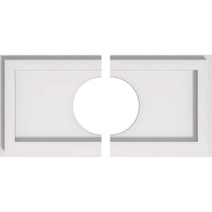 14 in. x 7 in. x 1 in. Rectangle Architectural Grade PVC Contemporary Ceiling Medallion (2-Piece)