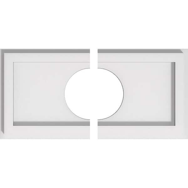 Ekena Millwork 14 in. x 7 in. x 1 in. Rectangle Architectural Grade PVC Contemporary Ceiling Medallion (2-Piece)