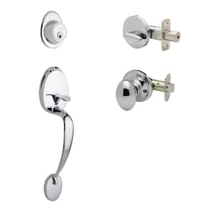 Colonial Polished Stainless Door Handleset and Egg Knob Trim