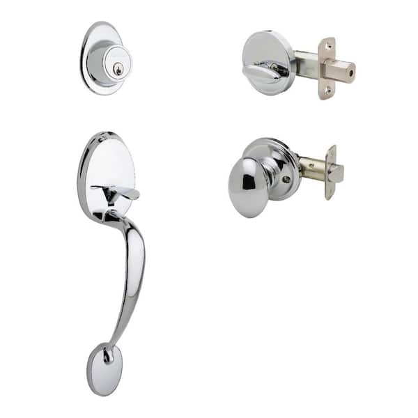 Copper Creek Colonial Polished Stainless Door Handleset and Egg Knob Trim