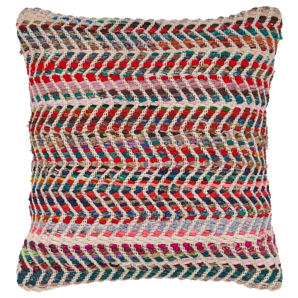 in. Lucia Home 18 Zigzag - in. Multicolored 2070A5084D9348 Polyester Pillow 18 Throw Geometric Depot LR The Home x Hypoallergenic