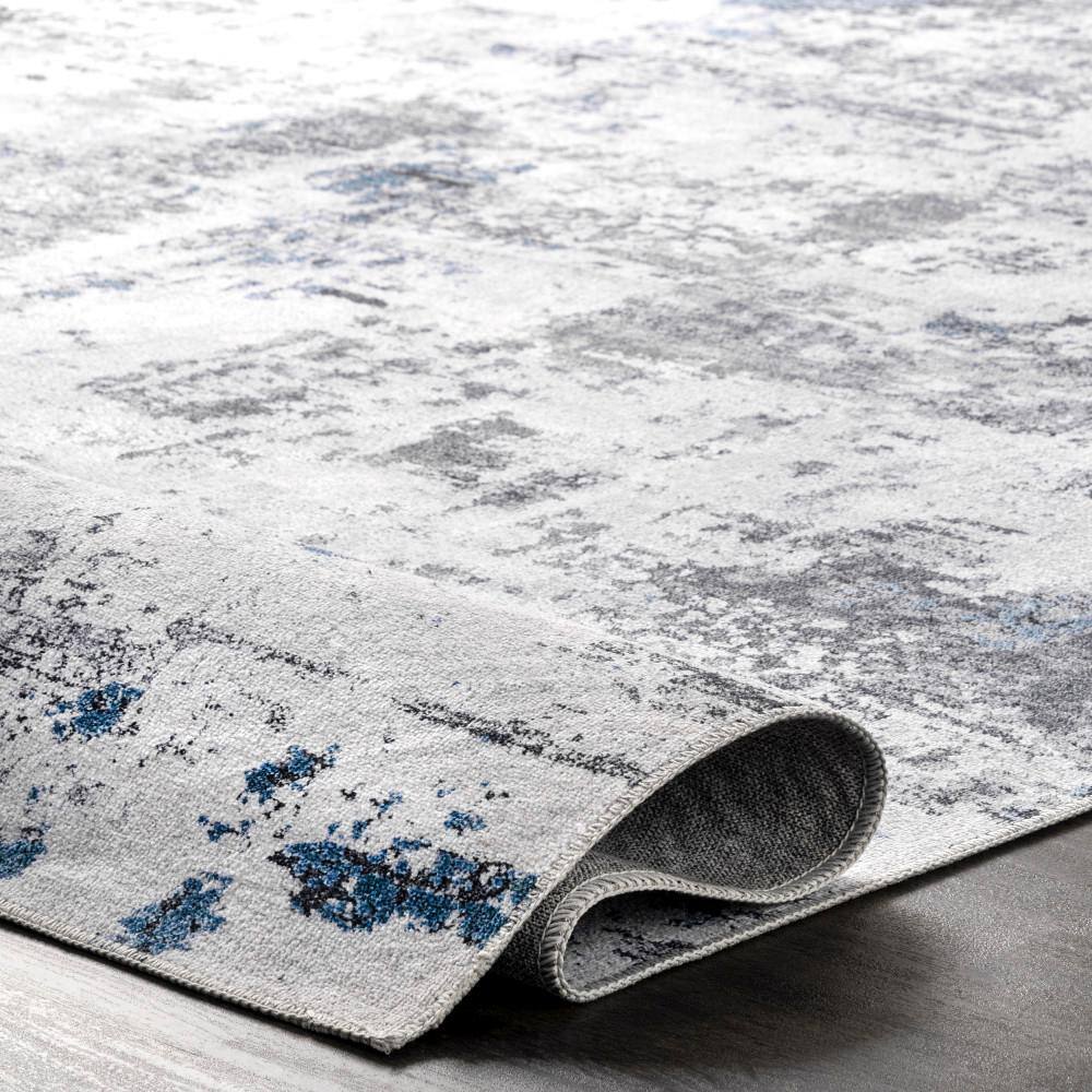 Sleek Abstract Gray Synthetic 3'x5' Easy-Care Area Rug