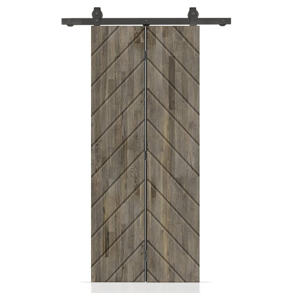 Calhome Herringbone 24 In. X 80 In. Weather Gray Stained Hollow Core 