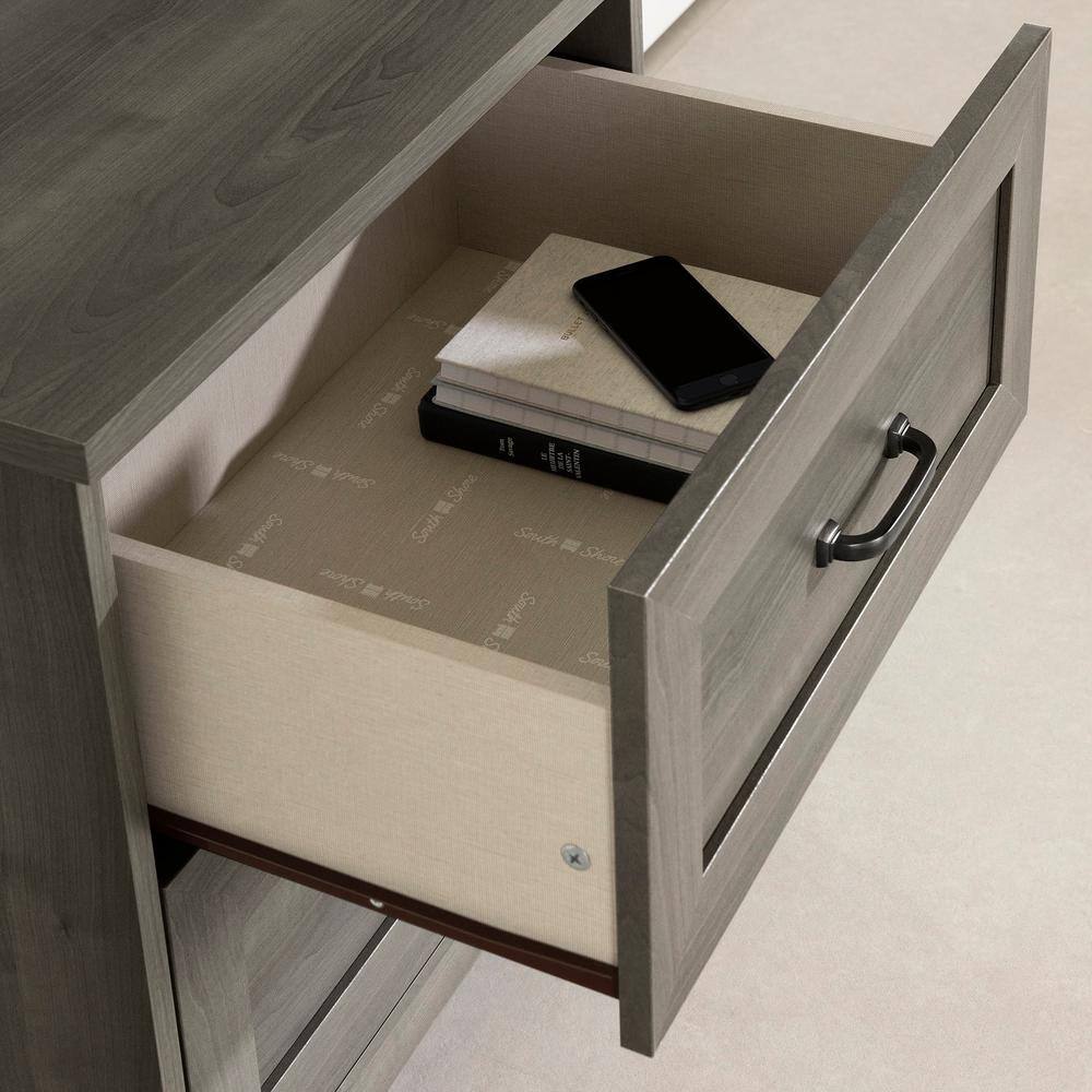 Gray Maple 2-Drawer Farmhouse Nightstand