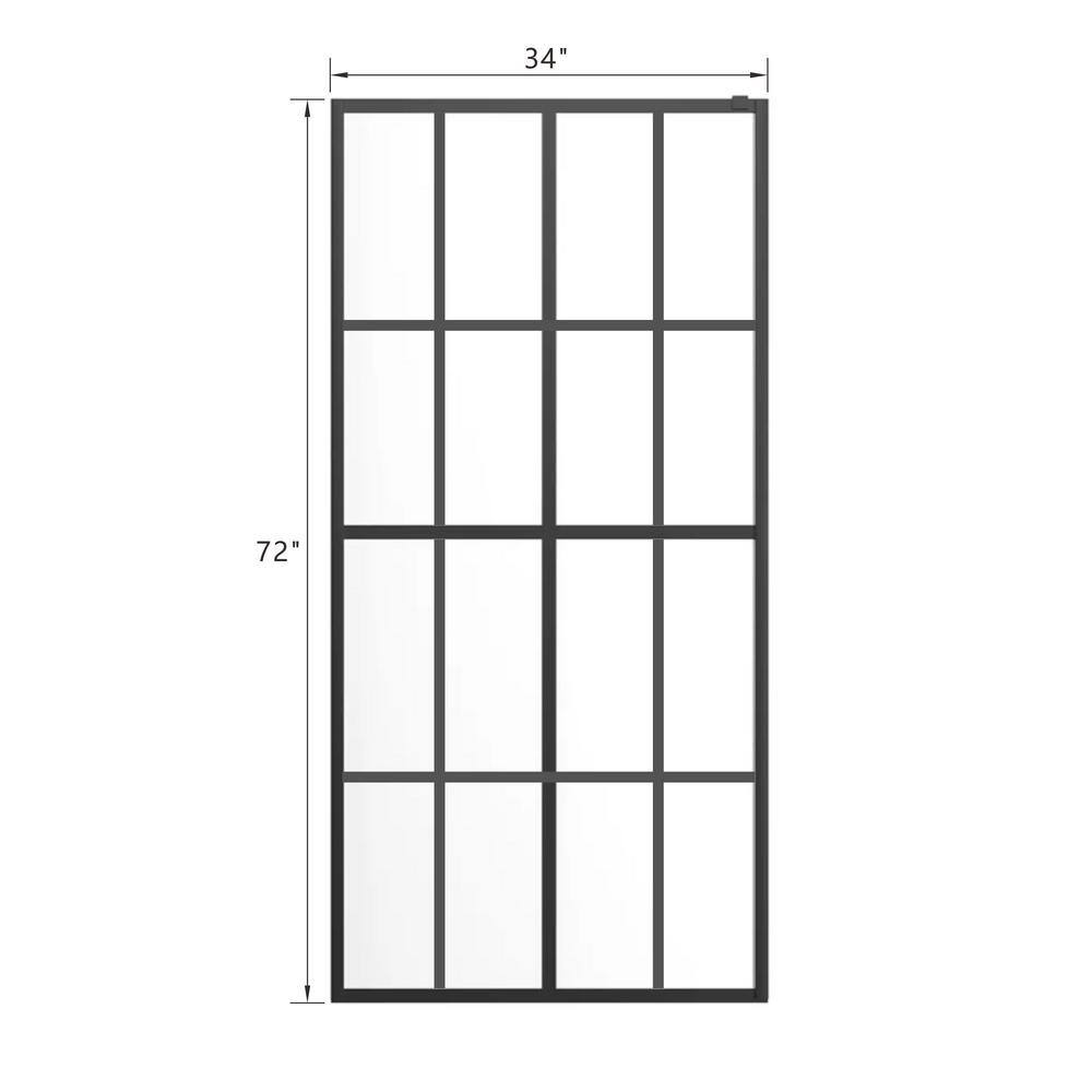 34" x 72" Black Framed Clear Glass Shower Door