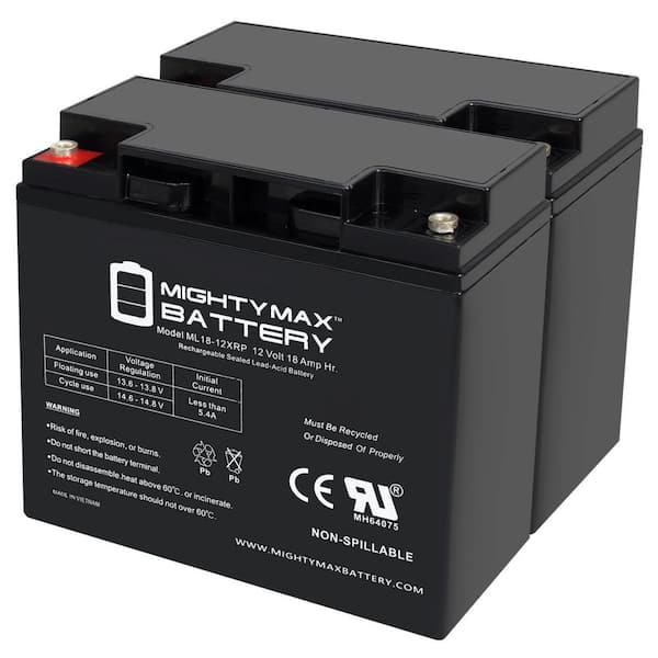 MIGHTY MAX BATTERY 12V 18AH SLA Replacement Battery for Visions CP12180XRP - 2 Pack