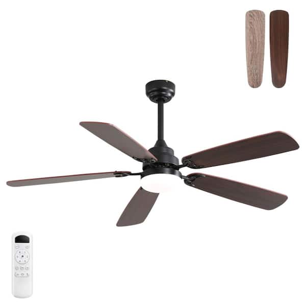 52 in. Matte Black Indoor Ceiling Fan with LED Light, 6-Speed, 5 Blades, DC Motor, Remote Control