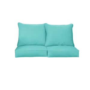 25 in. x 25 in. Sunbrella Deep Seating Indoor/Outdoor Loveseat Cushion Canvas Aruba