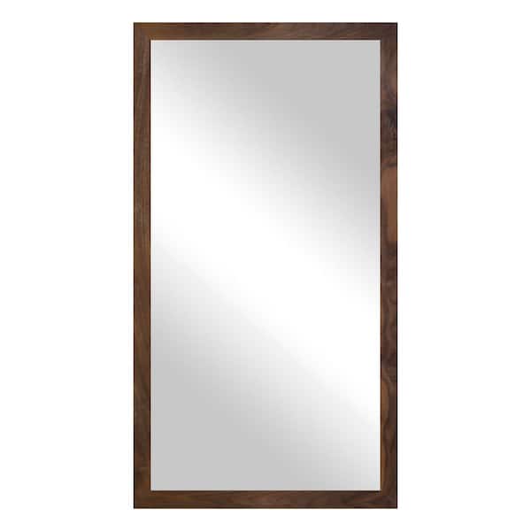 2 in Walnut Frame (30 in. W x 69 in. H) Walnut Hardwood Rectangle Wall Mirror