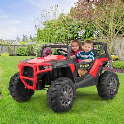 12-Volt Ride-On Truck Car Battery-Powered Kids Electric SUV with MP3/3 Speeds/LED Lights/Bluetooth, Red