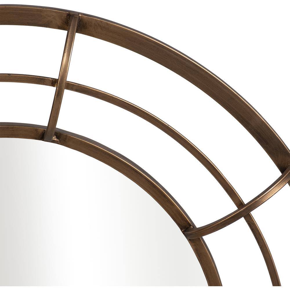 Labella 28" Round Wood & Gold Glam Wall Mirror