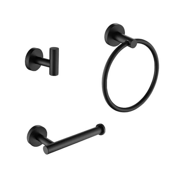 Flynama 3 -Piece Bath Hardware Set with Mounting Hardware in Matte Black