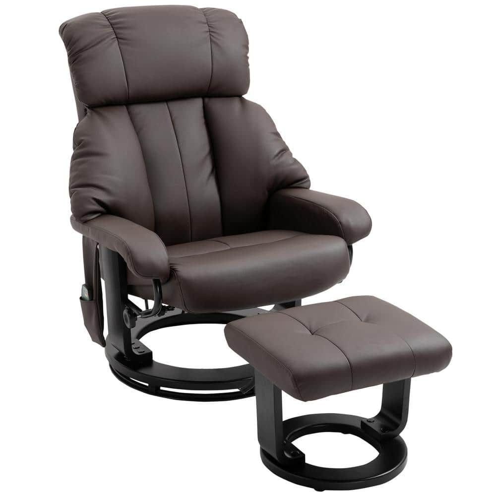 HOMCOM Brown Massage Recliner Chair with Cushioned Ottoman 10