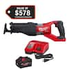 Milwaukee M18 FUEL 18V Lithium-Ion Brushless Cordless Super SAWZALL Orbital Reciprocating Saw w/ 8.0 Ah FORGE Starter Kit 2722-20-48-59-1881
