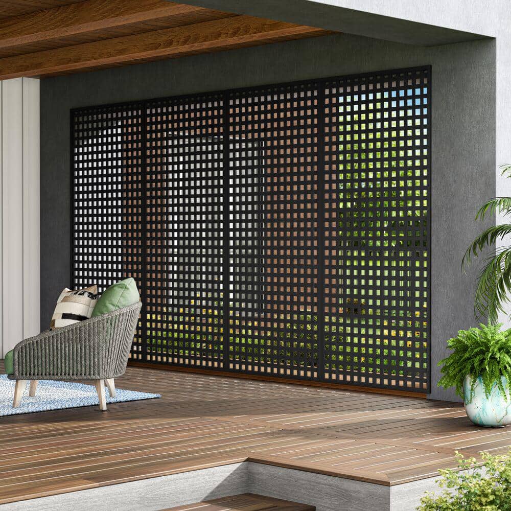 Freedom 4 ft. x 8 ft. Black Privacy Vinyl Lattice Panel