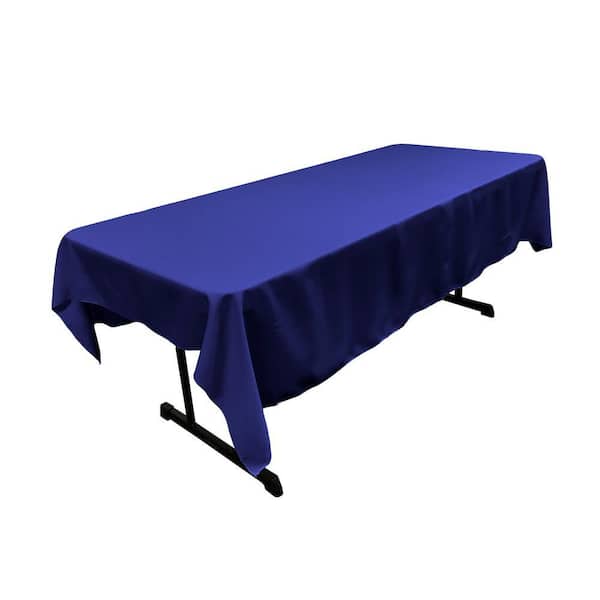 60 in. x 84 in. Royal Blue Solid Polyester Poplin Rectangular Tablecloth