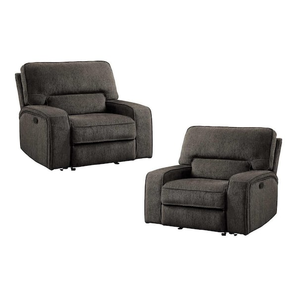 EVERGLADE HOME Amite 45 in. W Chocolate Square Arm Chenille Straight Reclining Chair (Set of 2)