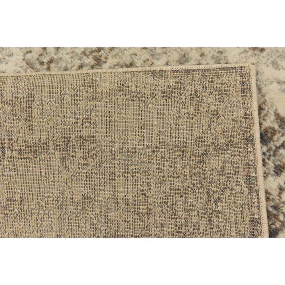 Gray and Ivory Abstract 9' x 12' Stain-Resistant Area Rug
