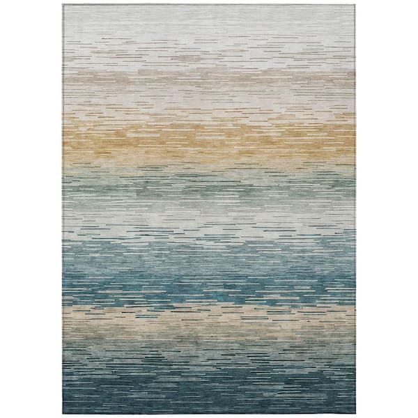 Chantille Machine Washable Indoor/Outdoor Abstract ACN2941 Teal 10 ft. x 14 ft. Area Rug