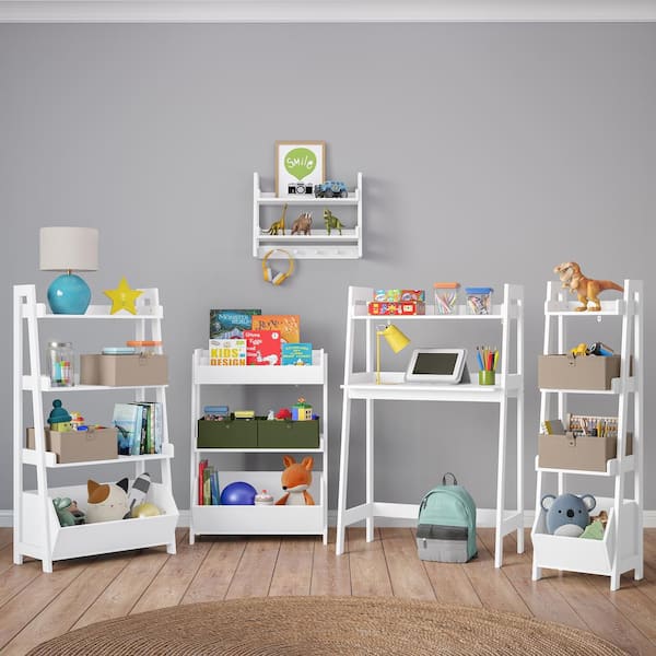 Humble Crew Kids Multi Color Bookshelf 4-Tier Book Storage and Fabric Bin  Organizer WO555 - The Home Depot