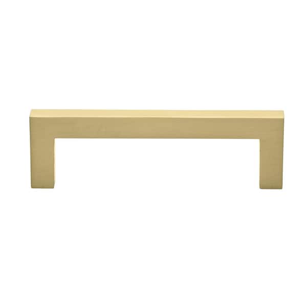 3-3/4 in. Satin Gold Solid Square Slim Cabinet Drawer Bar Center-to-Center Pulls (10-Pack)