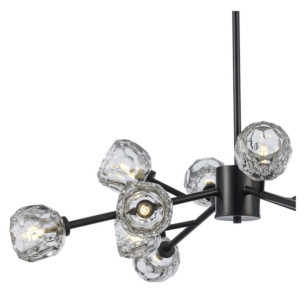 Black Metal and Clear Glass 12-Light Sputnik Chandelier