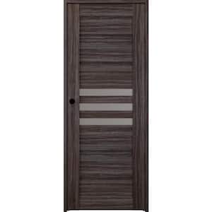 Dome 32 in. x 80 in. Right-Hand 3-Lite Frosted Glass Solid Core Gray Oak Wood Composite Single Prehung Interior Door
