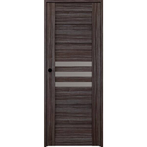 Belldinni Dome 28 in. x 80 in. Right-Hand 3-Lite Frosted Glass Solid Core Gray Oak Wood Composite Single Prehung Interior Door