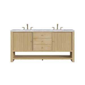 Marigot 72.0 in. W x 23.5 in. D x 36 in. H Double Bathroom Vanity in Sunwashed Oak with Carrara White Marble Top
