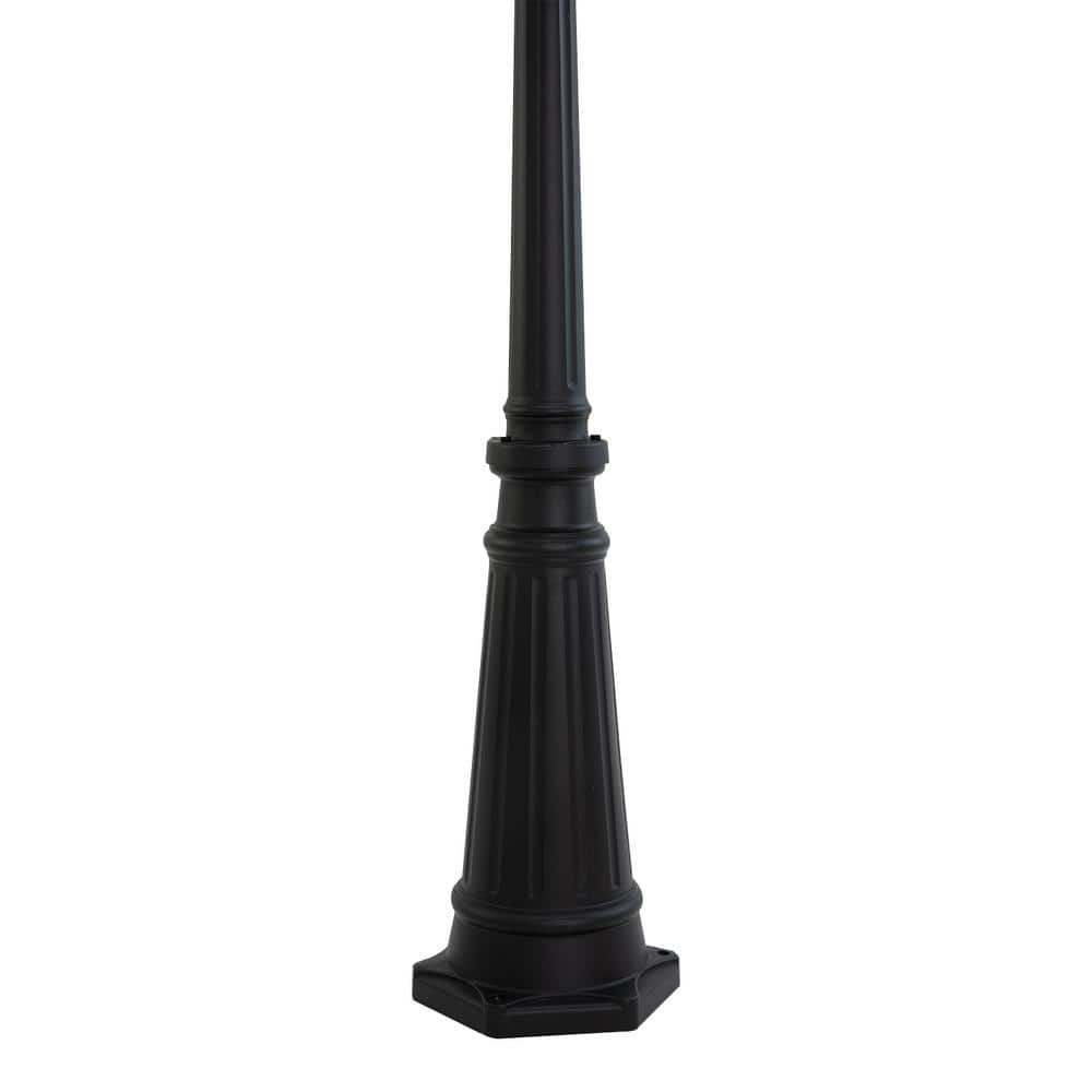 Black Aluminum Solar LED Lamp Post with Clear Glass Shade