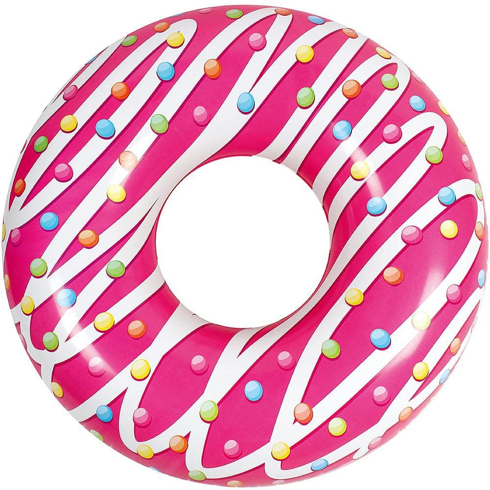 Pink 42.5 in D Round Donut Inflatable Pool Float 1-Pack, Jumbo Beach and Po