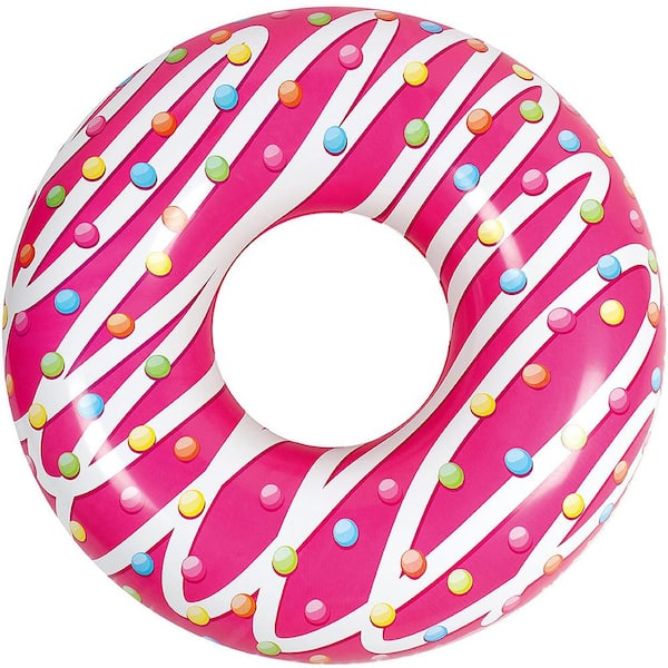 Sorbus Pink 42.5 in D Round Donut Inflatable Pool Float 1-Pack, Jumbo Beach and Pool Tube