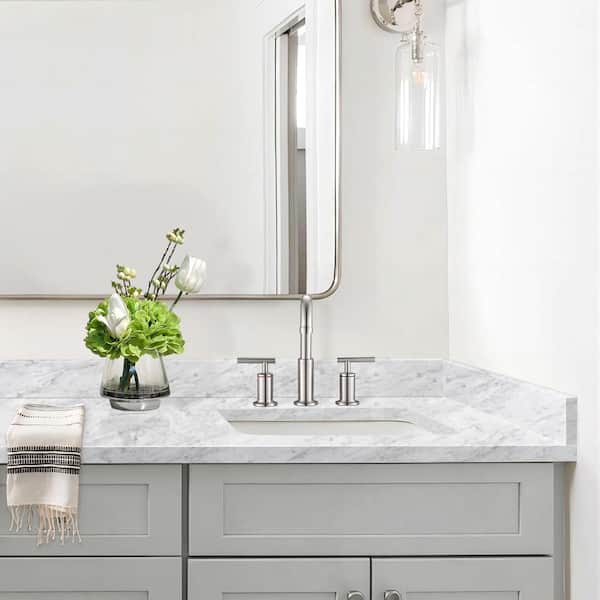 4-in H x 21-in L Italian Carrara Natural Marble Bathroom Side Splash 4-in H x 21-in L Italian Carrara Natural Marble Bathroom Side Splash