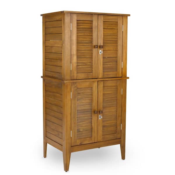 Wood Golden Brown Teak Storage Cabinet, Outdoor Furniture Storage Cabinets