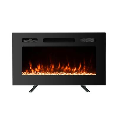 JAMFLY Electric Fireplace Wall Mounted 30 Inch Insert 3.86 Inch Super Thin Electric Fireplace Recessed Fit for 2 x 6 and 2 x 4 Stud Adjustable 12 Flame LED Bed Colors Remote Control with Touch Screen
