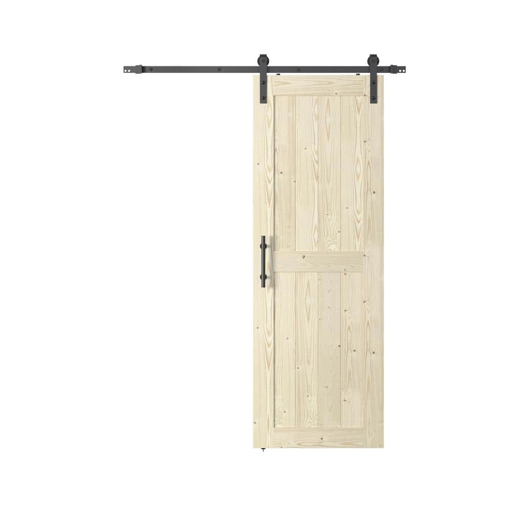 Knotty Pine 32" x 84" Unfinished Sliding Barn Door with Hardware Kit