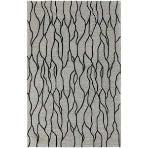 8 X 11 Black and Taupe Abstract Area Rug