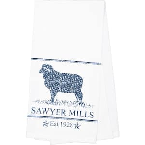 Sawyer Mill Blue Print Lamb Cotton Muslin Bleached White Kitchen Tea Towel