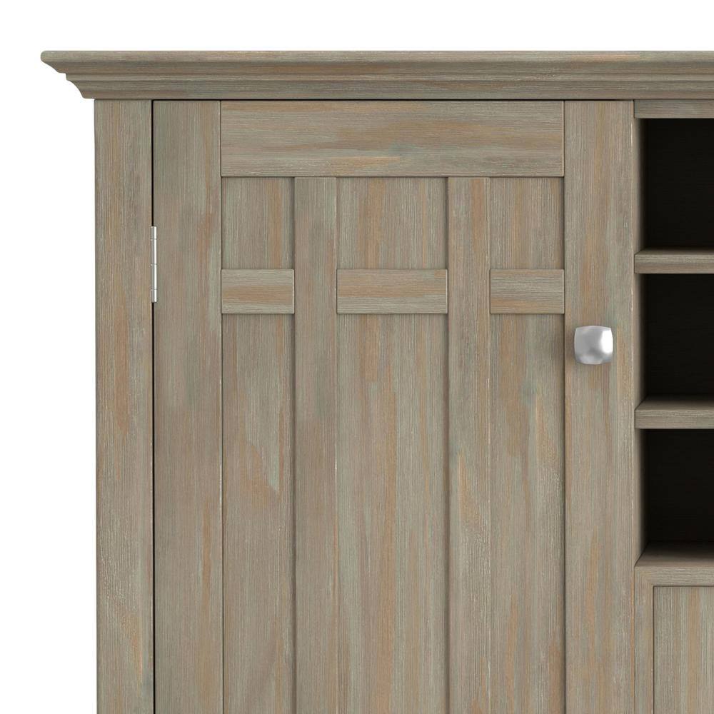 Bedford Transitional 54" Solid Pine Wood Sideboard Buffet and Wine Rack in Distressed Grey
