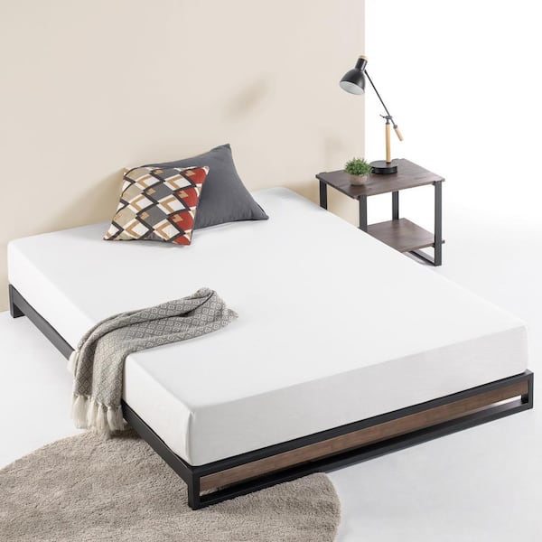 Zinus GOOD DESIGN Winner Suzanne Grey Wash Full 6 in. Bamboo and Metal Platforma Bed Frame