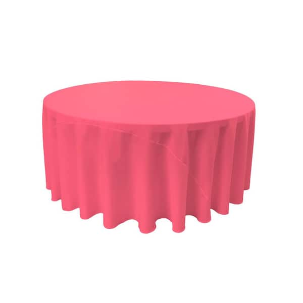 LA Linen 108 in. Round Hot Pink Polyester Poplin Tablecloth