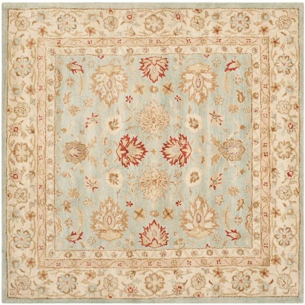 Antiquity Grey Blue/Beige 10 ft. x 10 ft. Square Border Area Rug