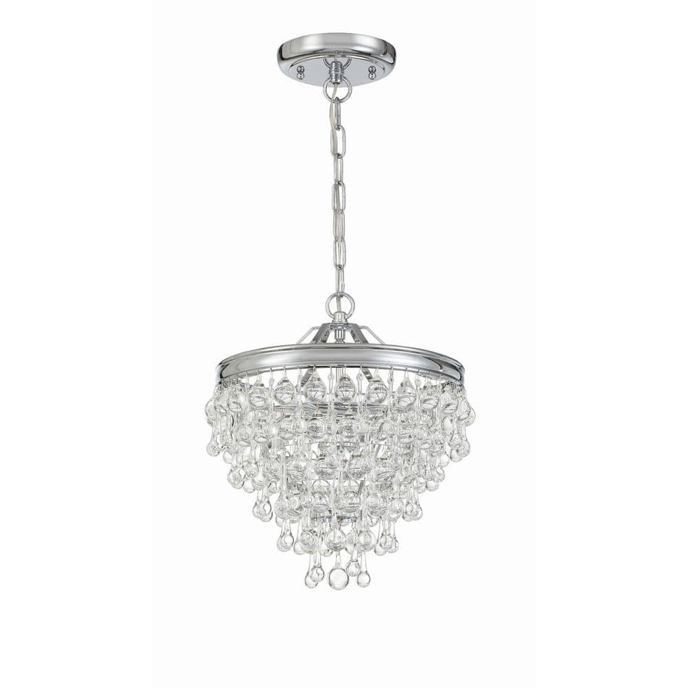 Calypso Polished Chrome 3-Light Mini Chandelier with Smooth Glass Drops