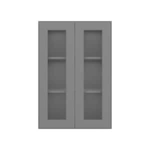 24 in. W x 12 in. D x 36 in. H in Shaker Grey Ready to Assemble Wall Kitchen Cabinet with No Glasses