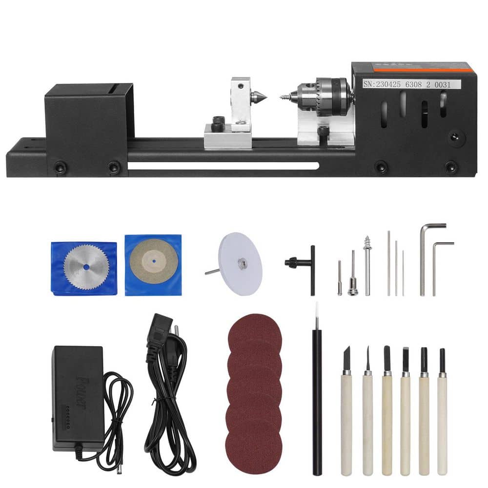 Compact Lathe Machine, Dimensions 2.76 x 6.3 in., 24VDC 96W, Includes Milling Machine Accessories, 7 Adjustable Speeds price history on PriceWatchPro