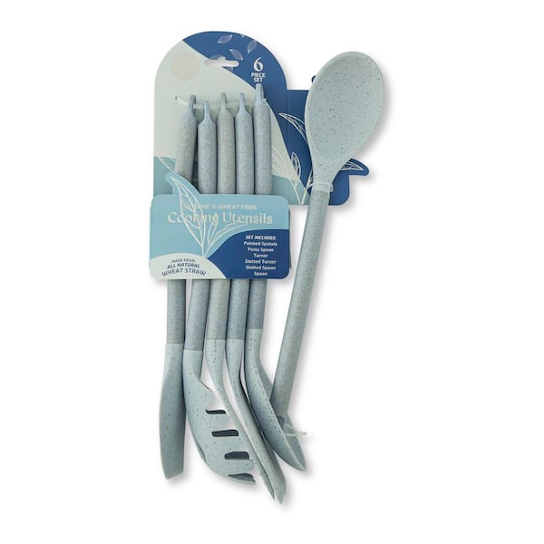 Speckled Blue 6 Pieces Wheat Stalk Utensil Set