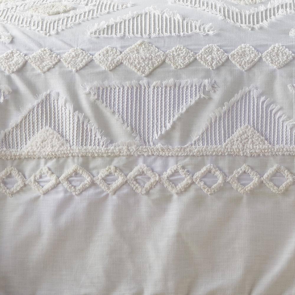 Cream and White Cotton Jacquard Duvet Cover Set