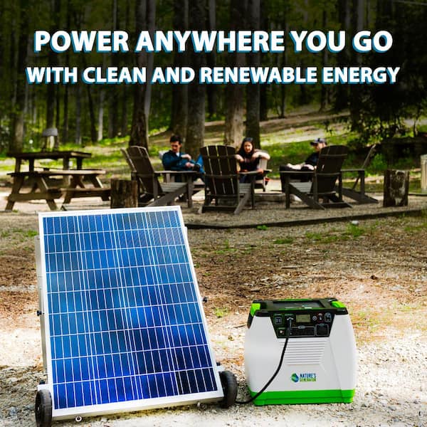 NATURE'S GENERATOR 1800-Watt/2880W Peak Push Button Start Solar Powered  Portable Generator with Power Pod and Three 100W Solar Panels GXNGPT - The  Home Depot